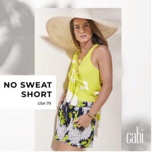 Cabi 5967 no Sweat Navy Lime Green Floral XS